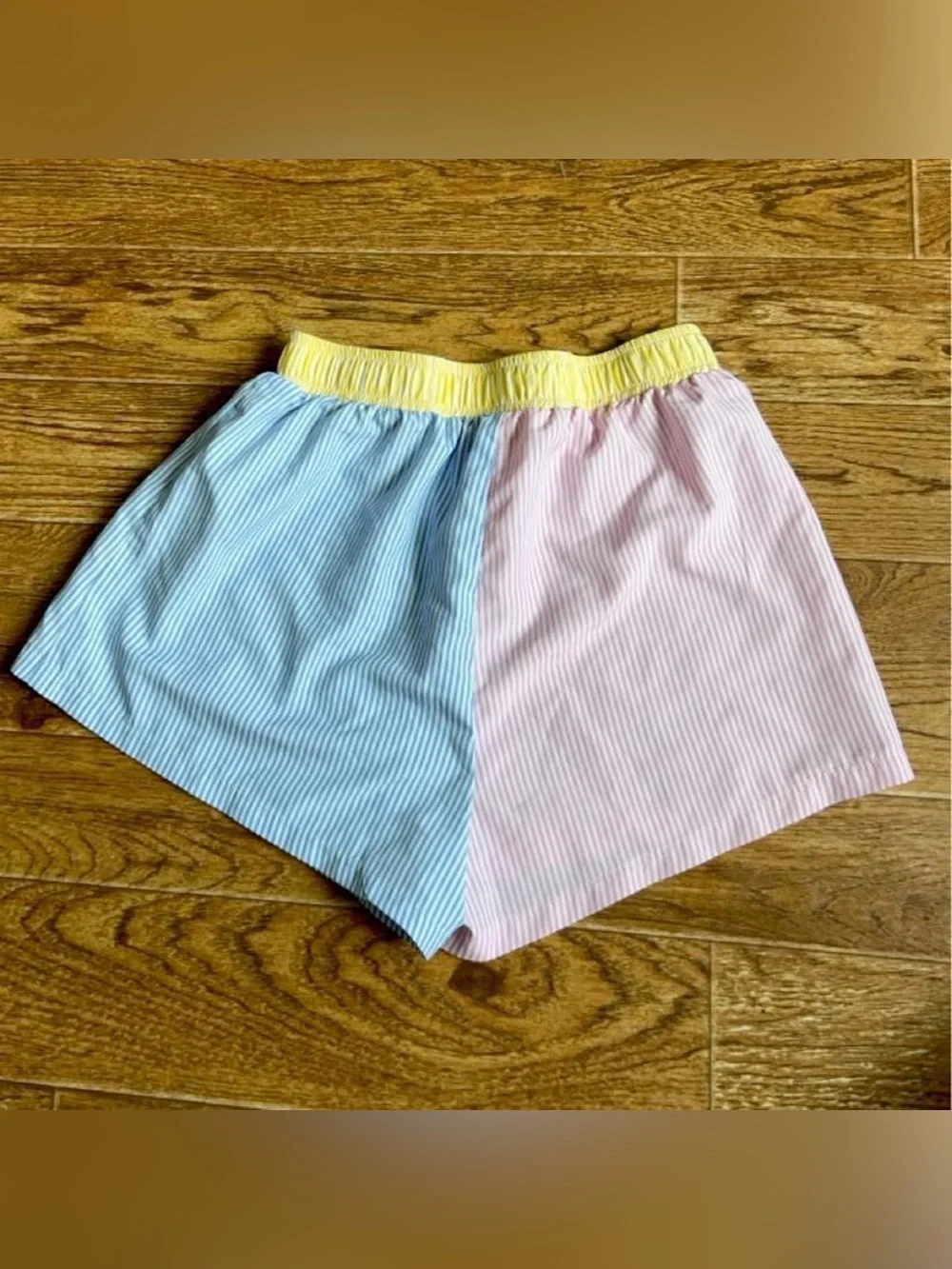 Classic Pastel Split-Panel Athletic Shorts - Pink, Blue & Yellow